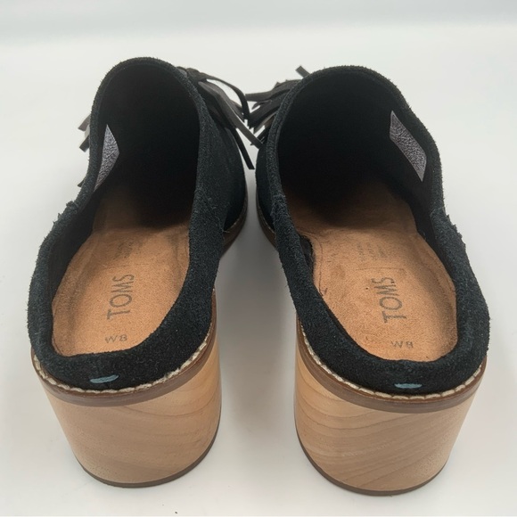 TOMS Leila Tassel Mules Women’s Size 8. Black Suede Cheeky Heels Slide-Ons shoes - Picture 4 of 8